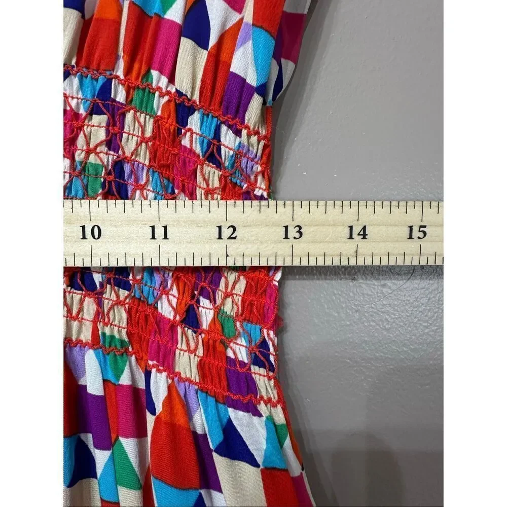 NWOT Kate Spade 100% Silk Abbey Sheath Geometric Fit & Flare Smocked Waist Dress